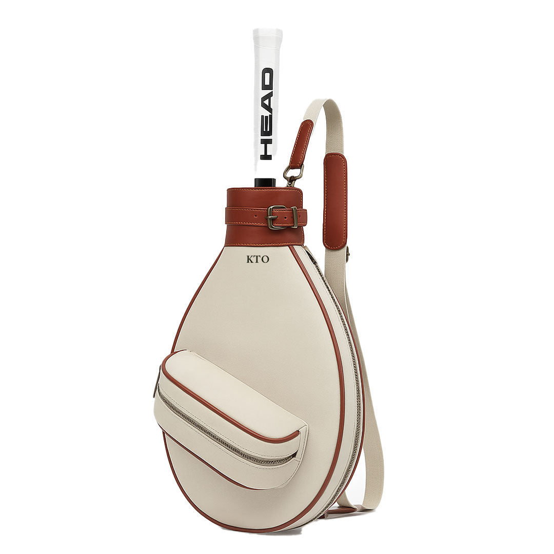 Personalised Cream & Brown Tennis Racket Cover