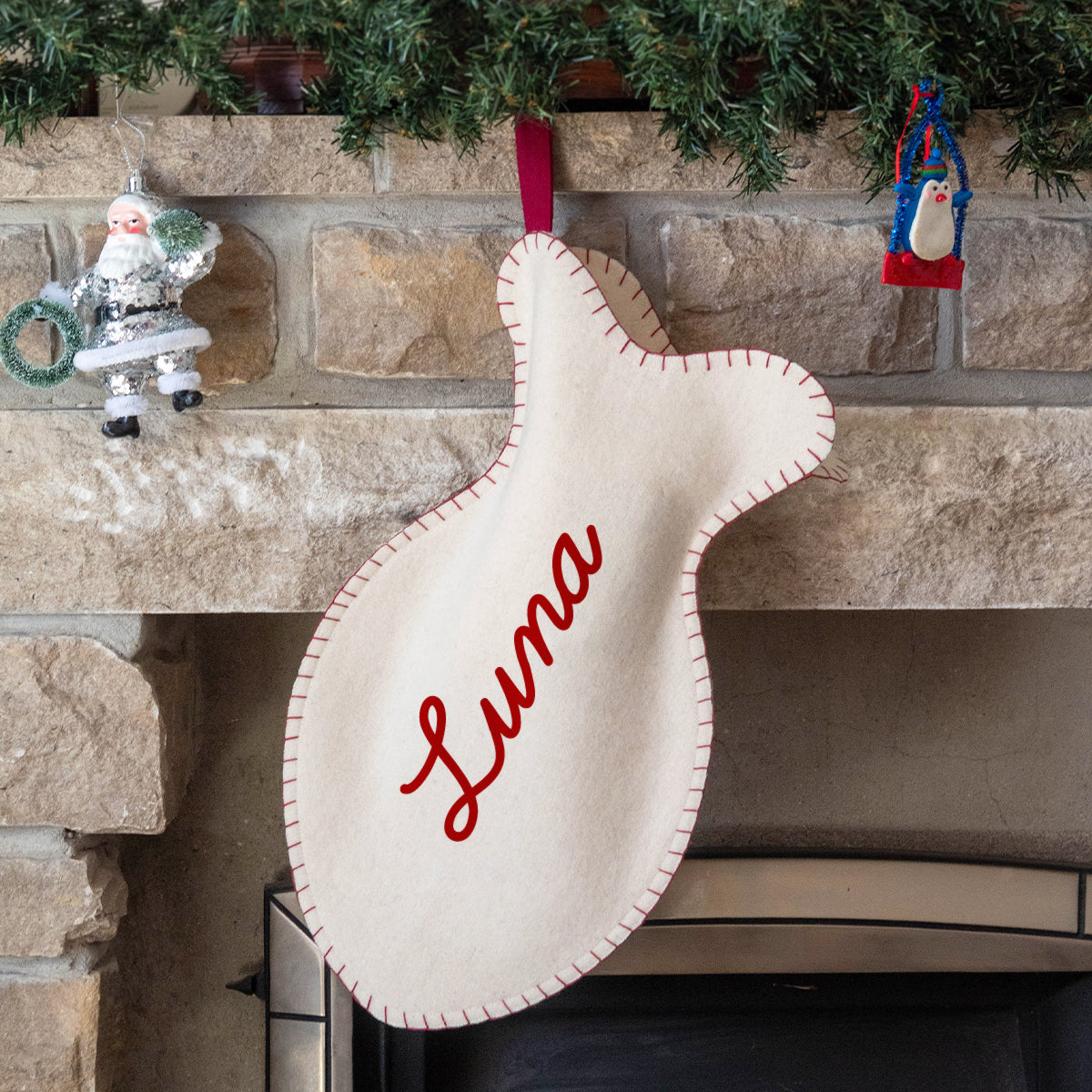 Personalised Wool Felt Cat Christmas Stocking