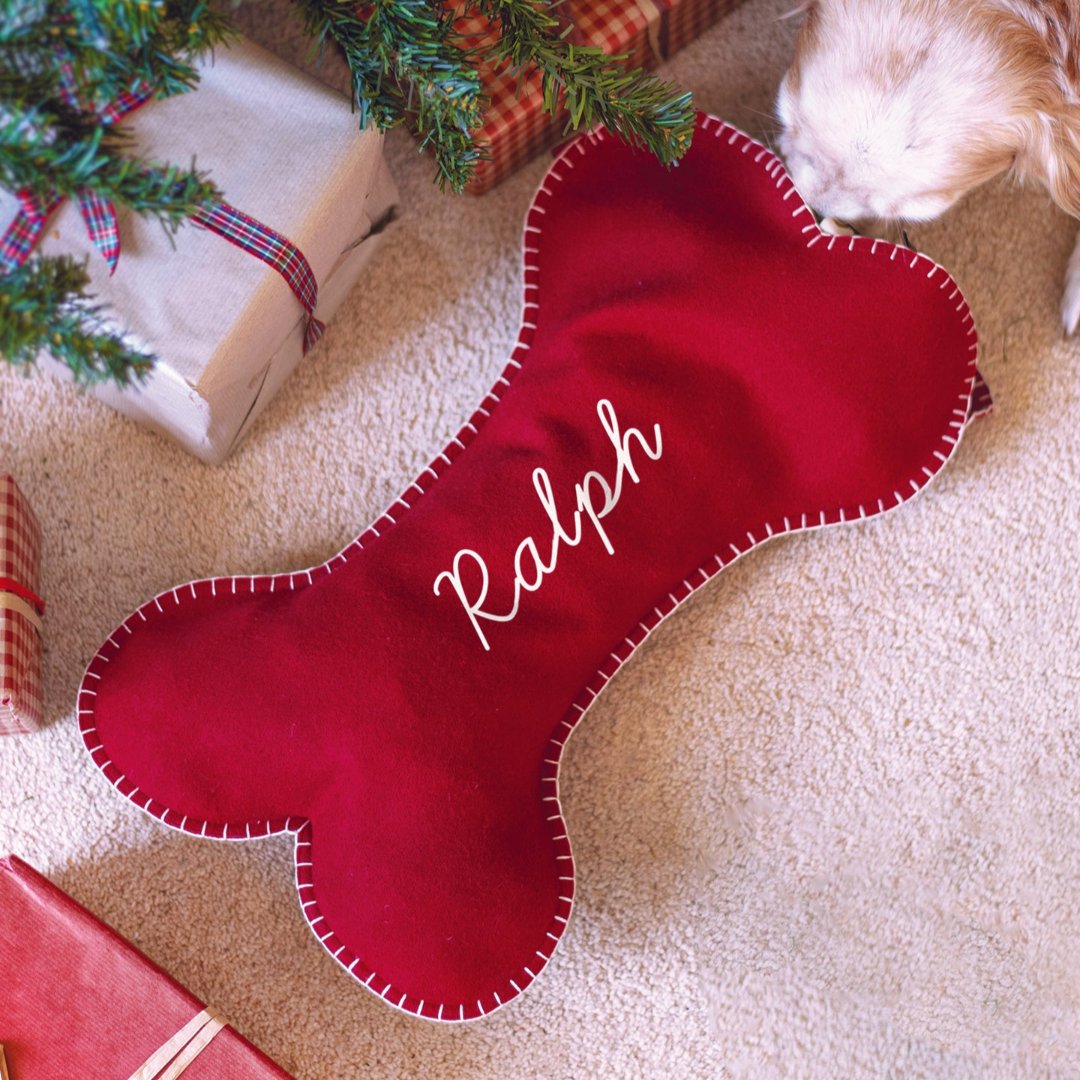 Personalised Wool Felt Dog Christmas Stocking