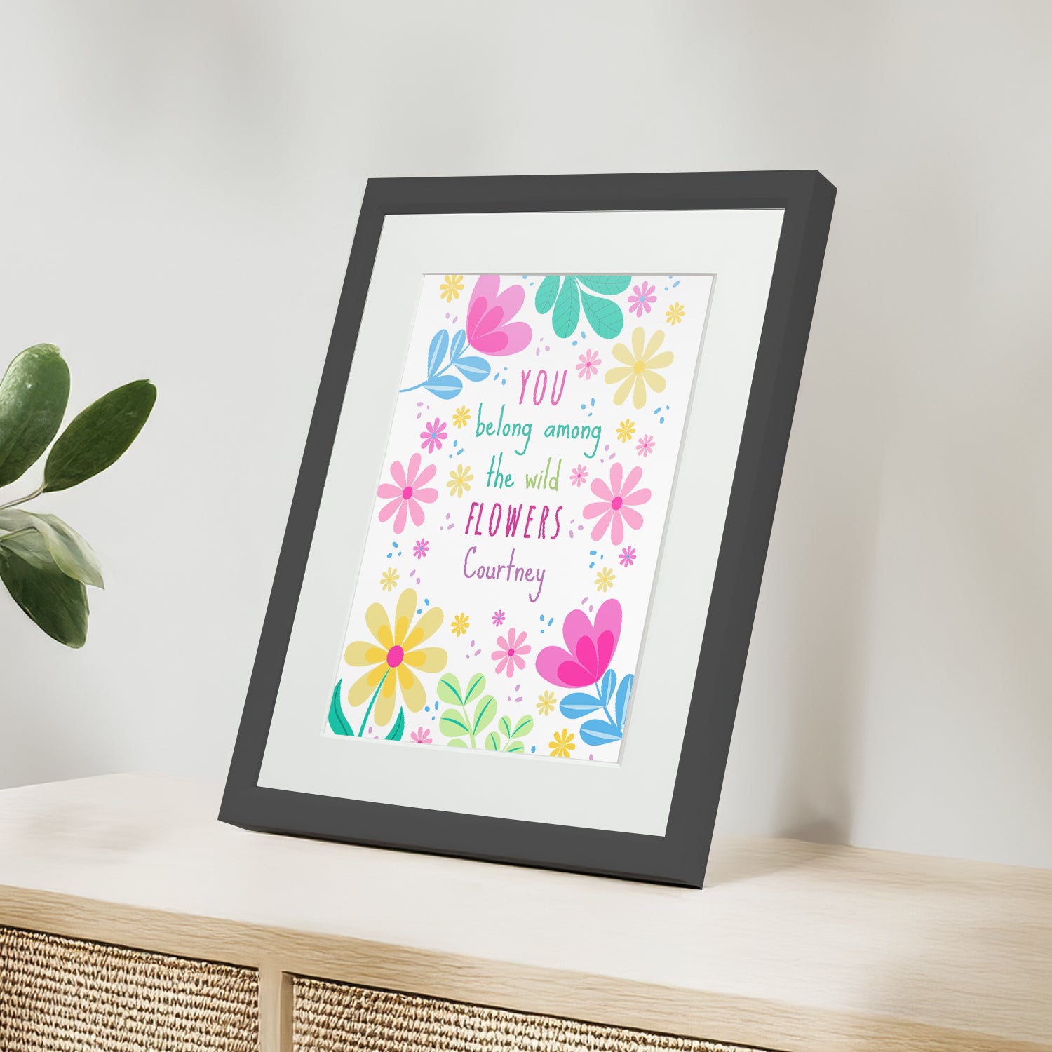 Personalised Flower Power Children’s Nursery Framed Print