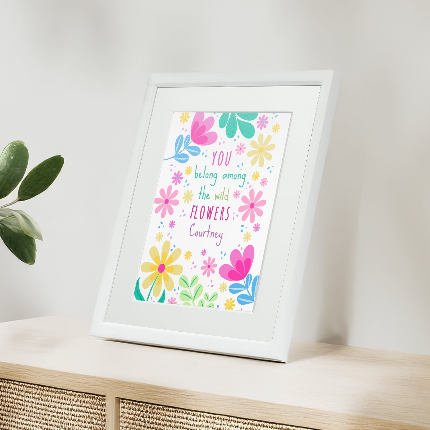 Personalised Flower Power Children’s Nursery Framed Print