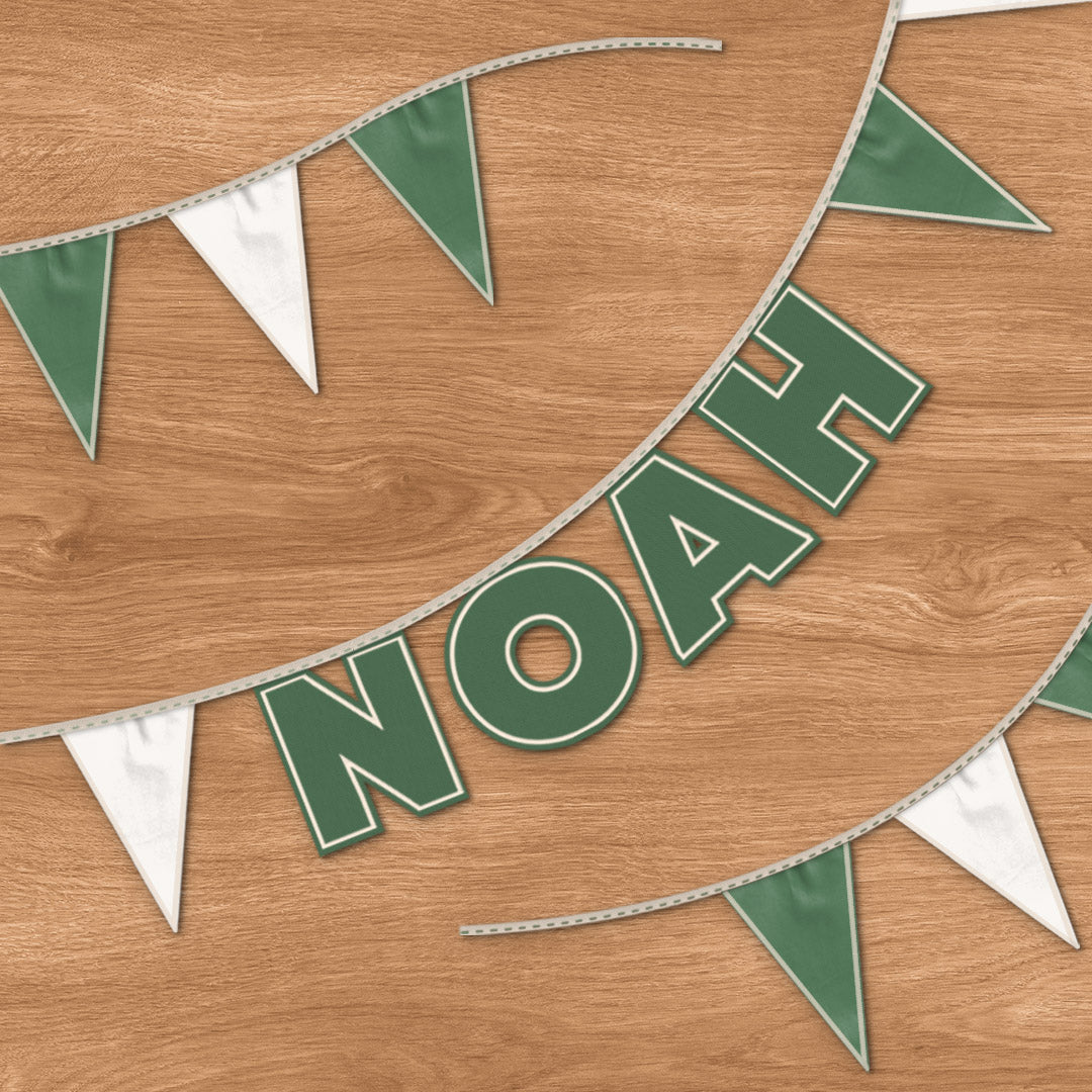 Personalised 4 Letter Name Bunting in Forest Green