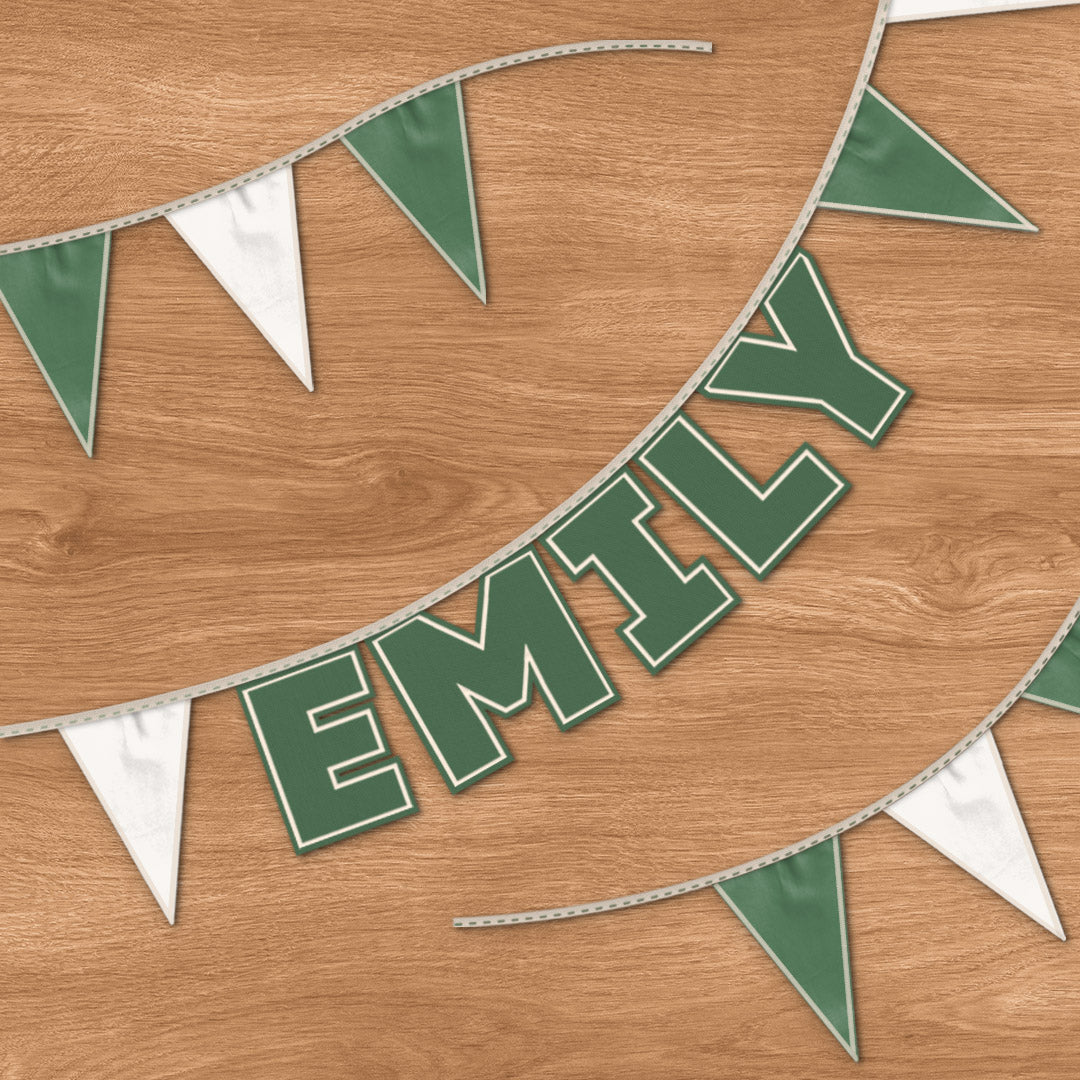 Personalised 5 Letter Name Bunting in Forest Green