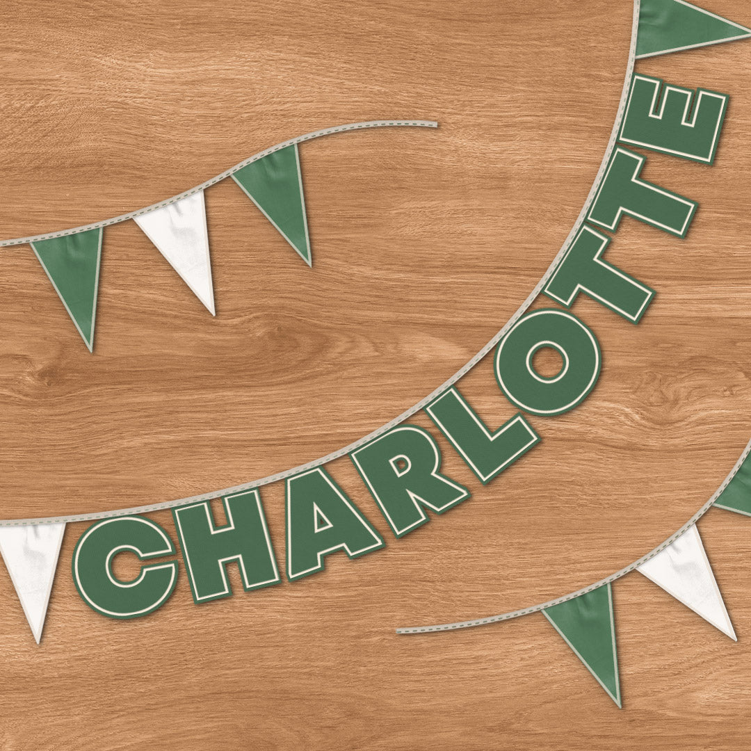 Personalised 9 Letter Name Bunting in Forest Green