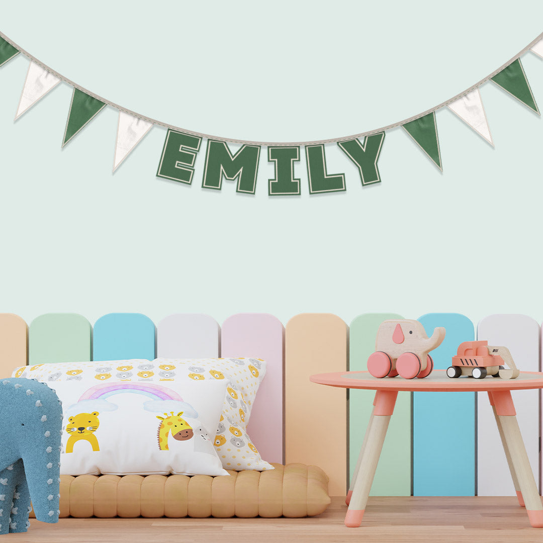 Personalised 5 Letter Name Bunting in Forest Green