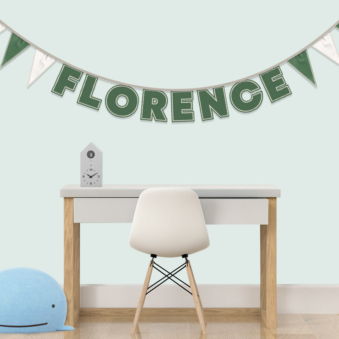 Personalised 8 Letter Name Bunting in Forest Green