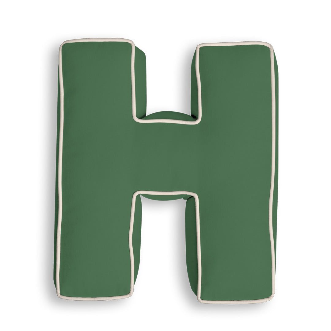 Personalised Letter Cushion 'H' in Forest Green