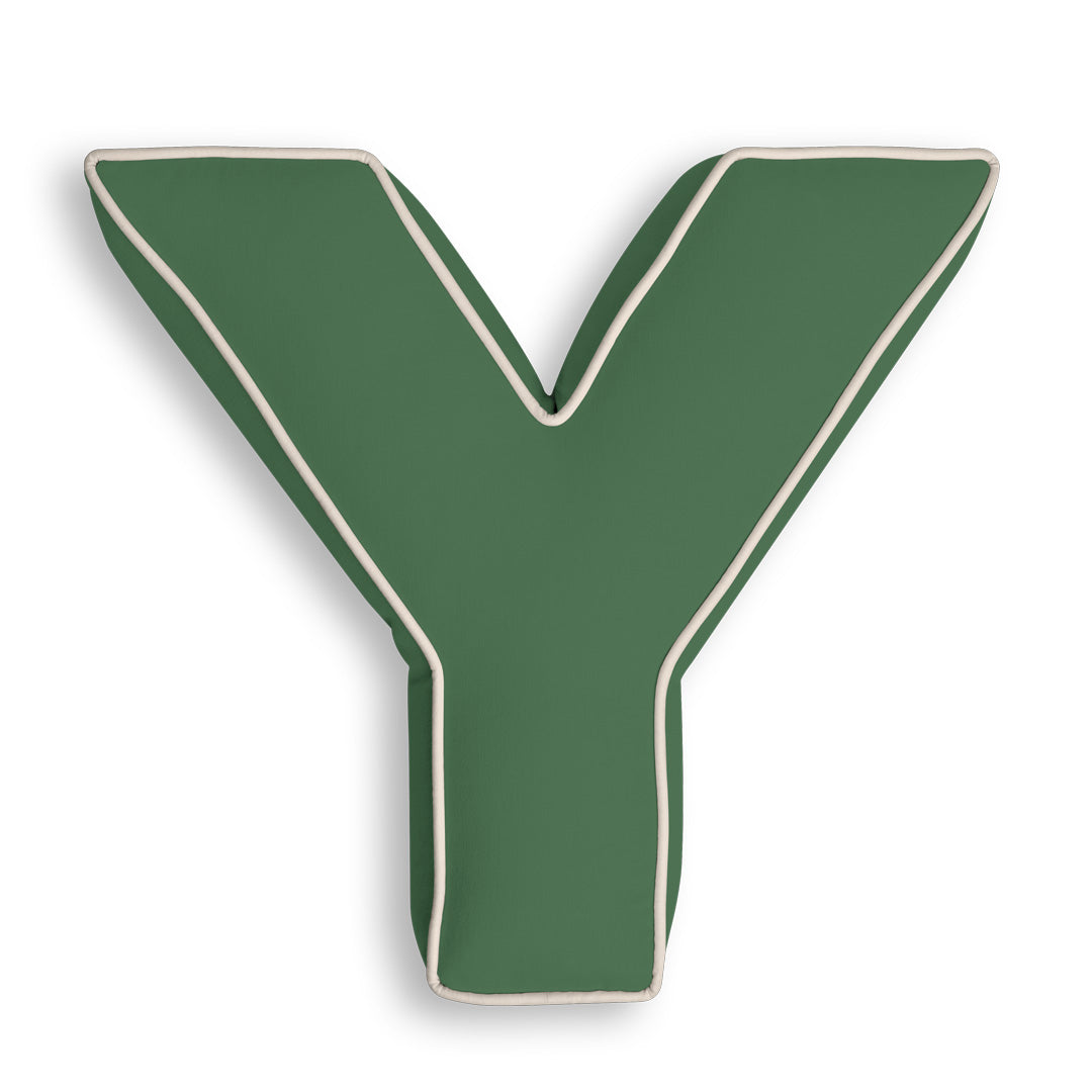 Personalised Letter Cushion 'Y' in Forest Green