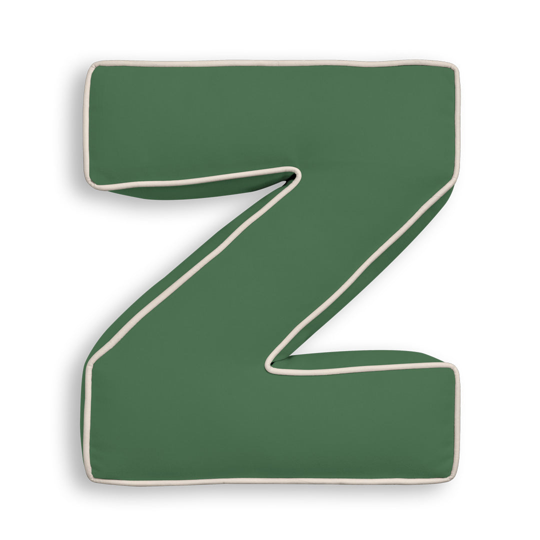 Personalised Letter Cushion 'Z' in Forest Green