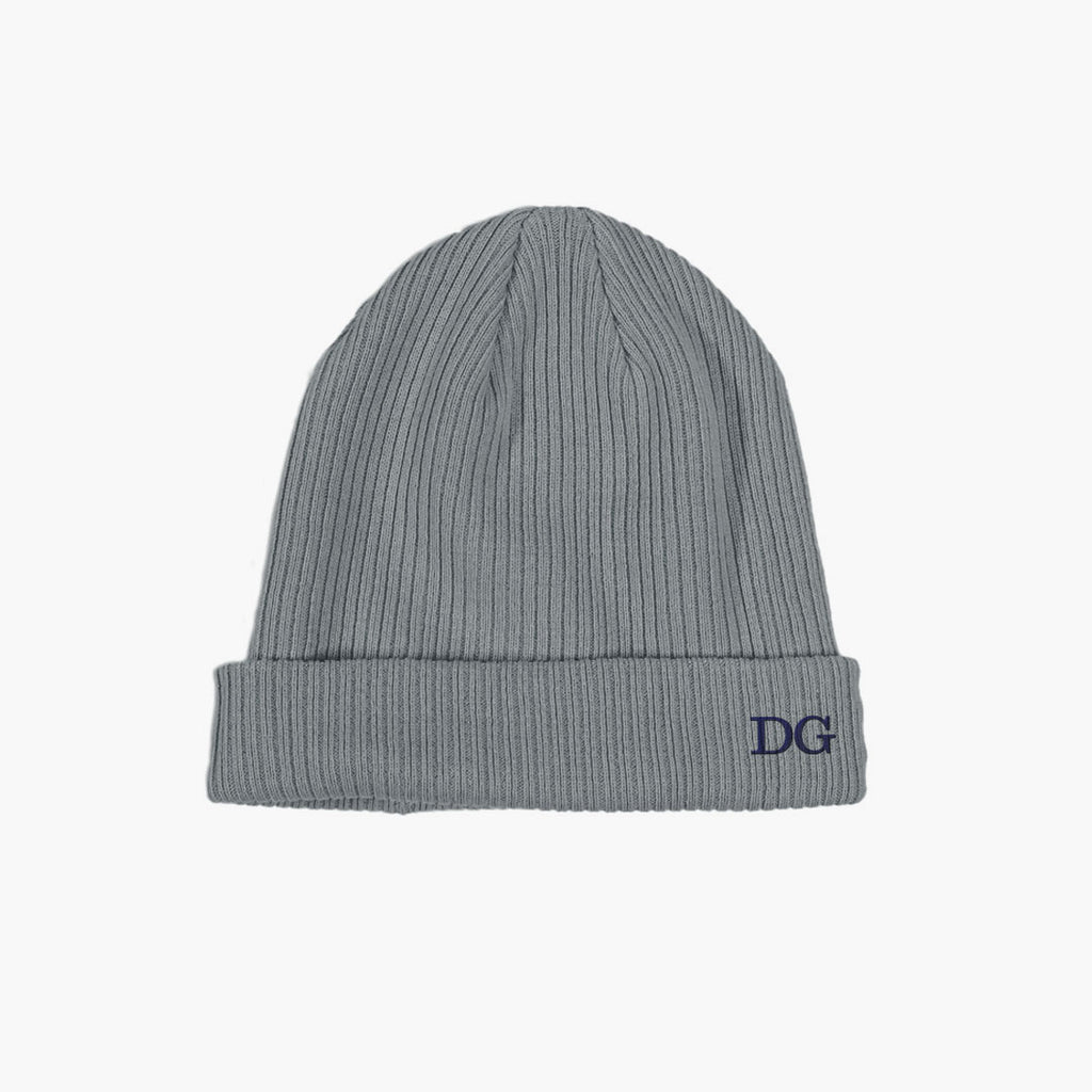 Personalised Embroidered Beanie Hat Light Grey