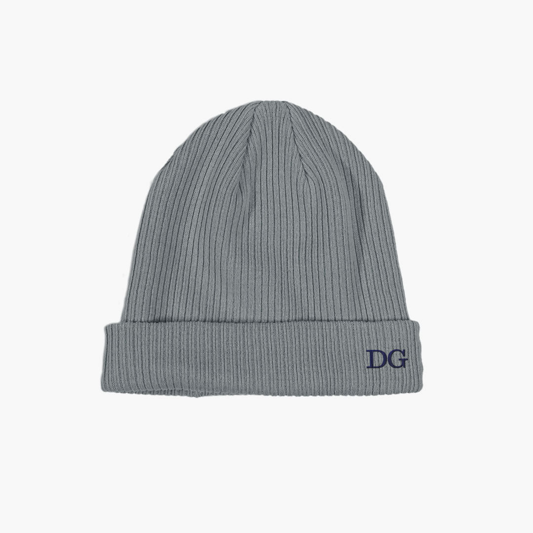 Personalised Embroidered Beanie Hat in Light Grey