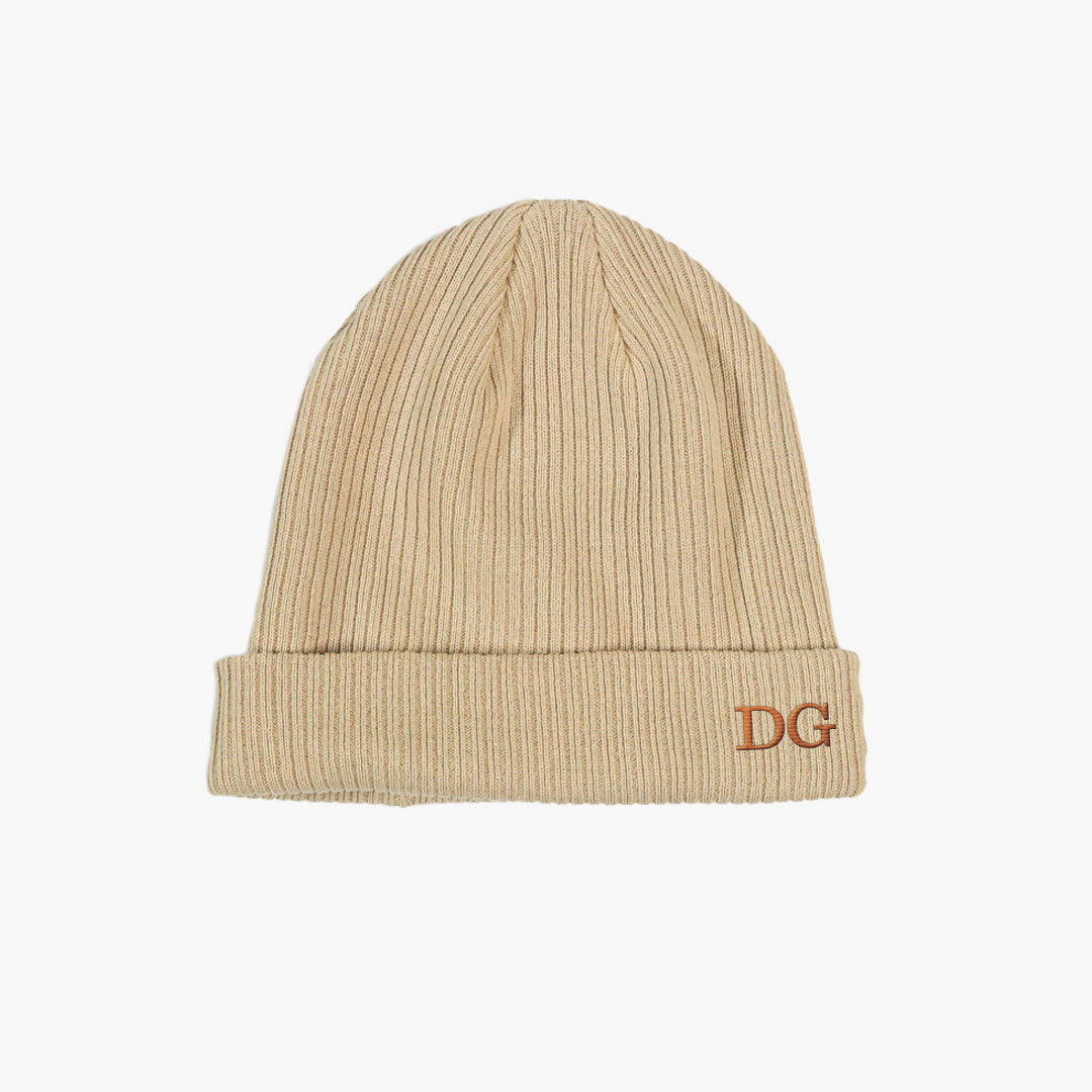 Personalised Embroidered Beanie Hat in Sand