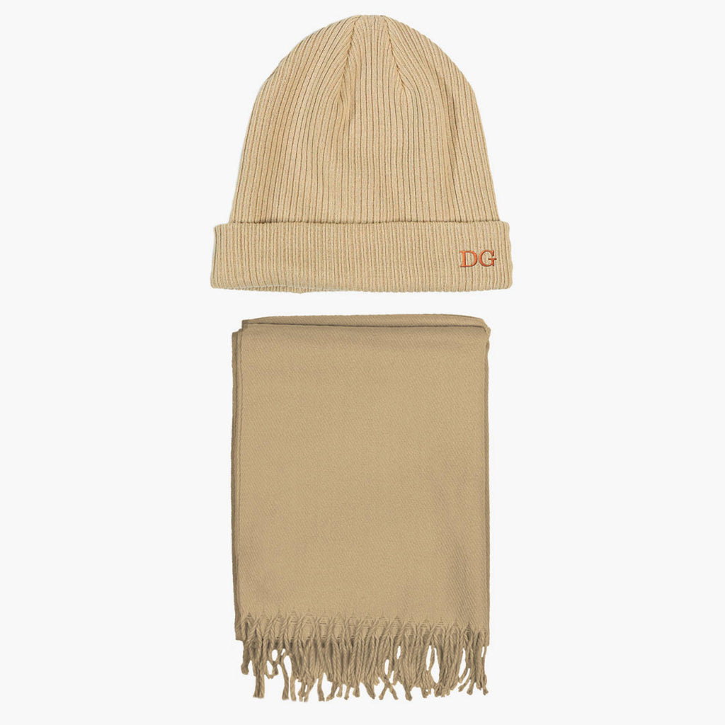 Personalised Embroidered Beanie Hat Matching Scarf