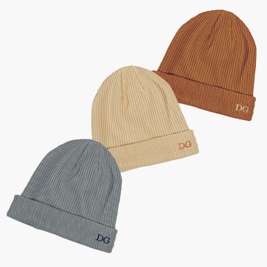 Personalised Embroidered Beanie Hat in Sand