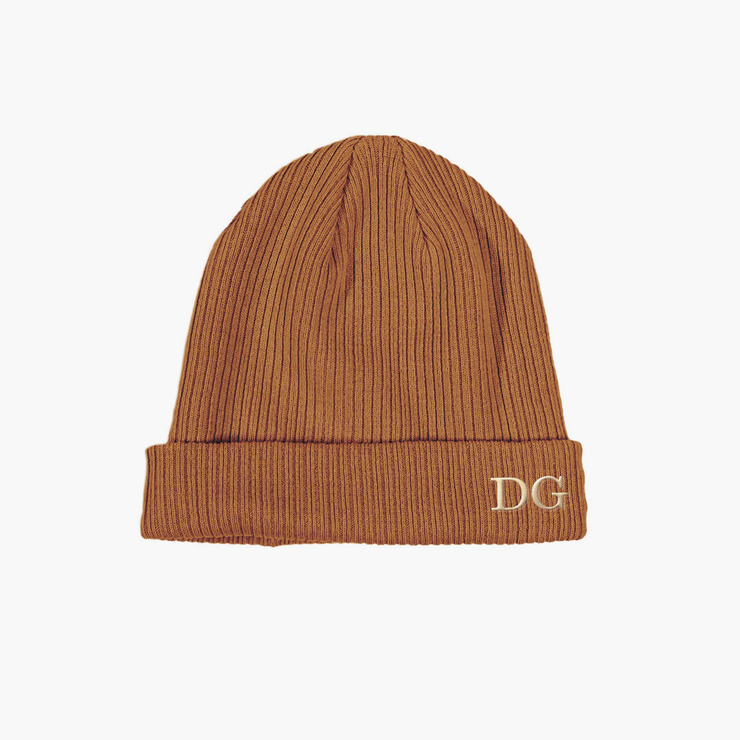 Personalised Embroidered Beanie Hat in Biscuit Colour