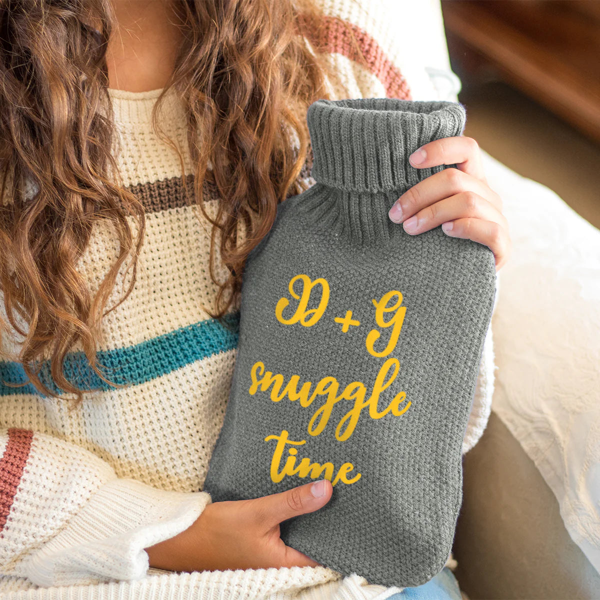 Personalised Hot Water Bottle in Grey