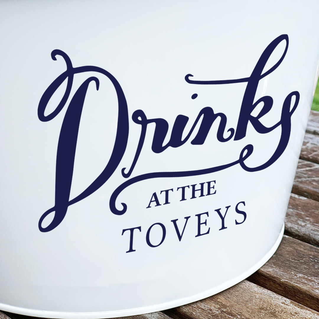 Personalised Beer Bucket White 'Drinks at the'