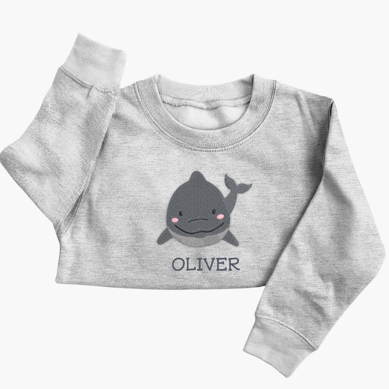 Personalised 'On The Wild Side' Embroidered Children's Dolphin Jumper