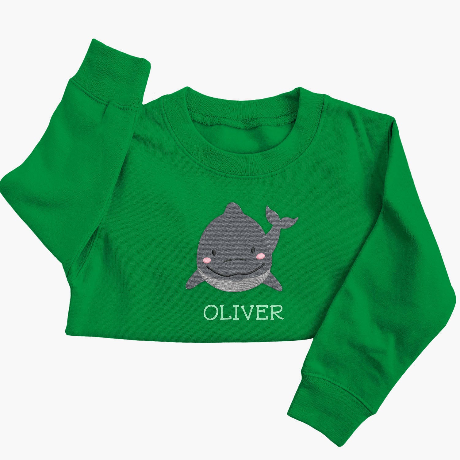 Personalised 'On The Wild Side' Embroidered Children's Dolphin Jumper