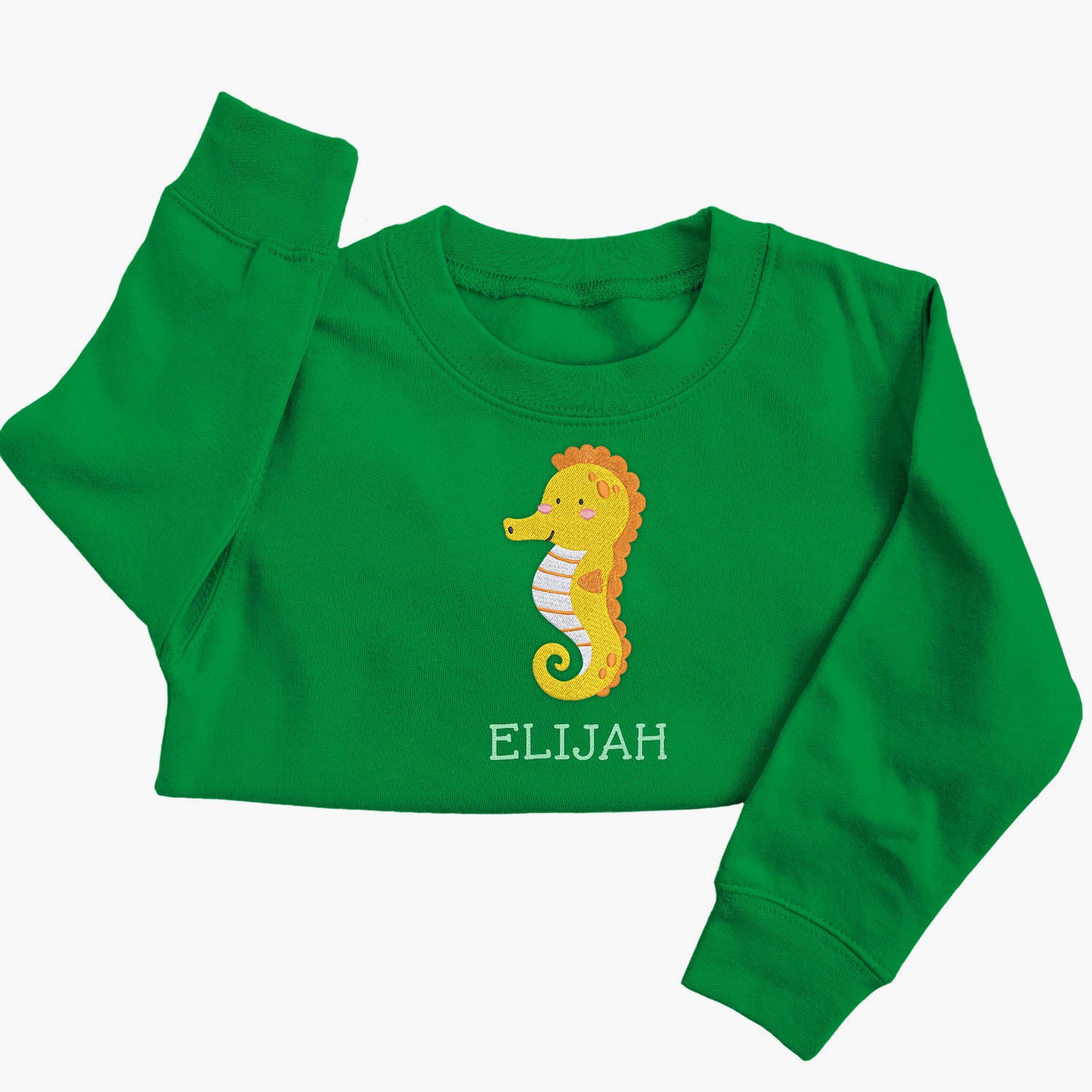 Personalised 'On The Wild Side' Embroidered Children's Seahorse Jumper