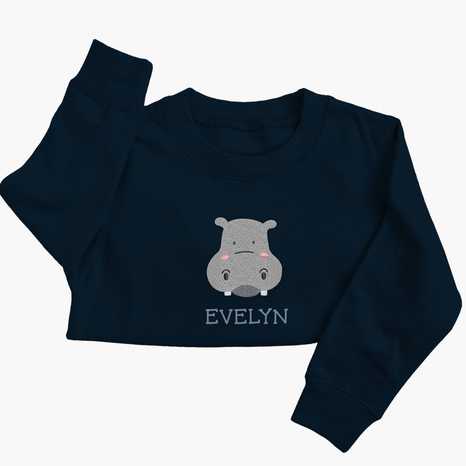 Personalised 'On The Wild Side' Embroidered Children's Hippo Jumper