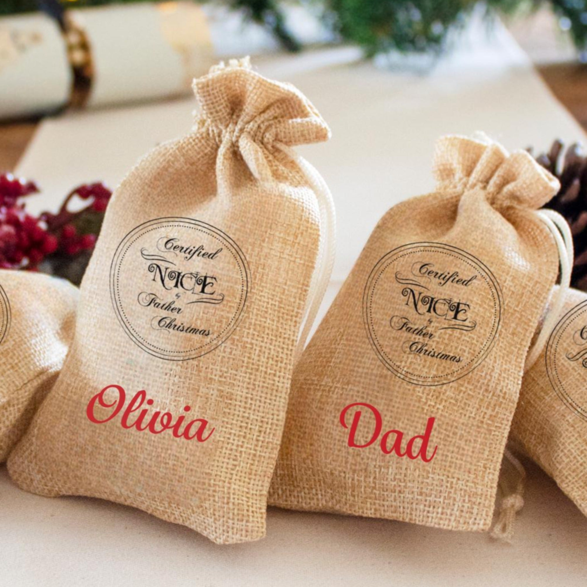 Personalised Certified Nice Little Christmas Sacks