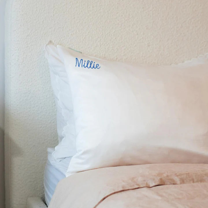 Personalised Embroidered White Silky Satin Pillowcase