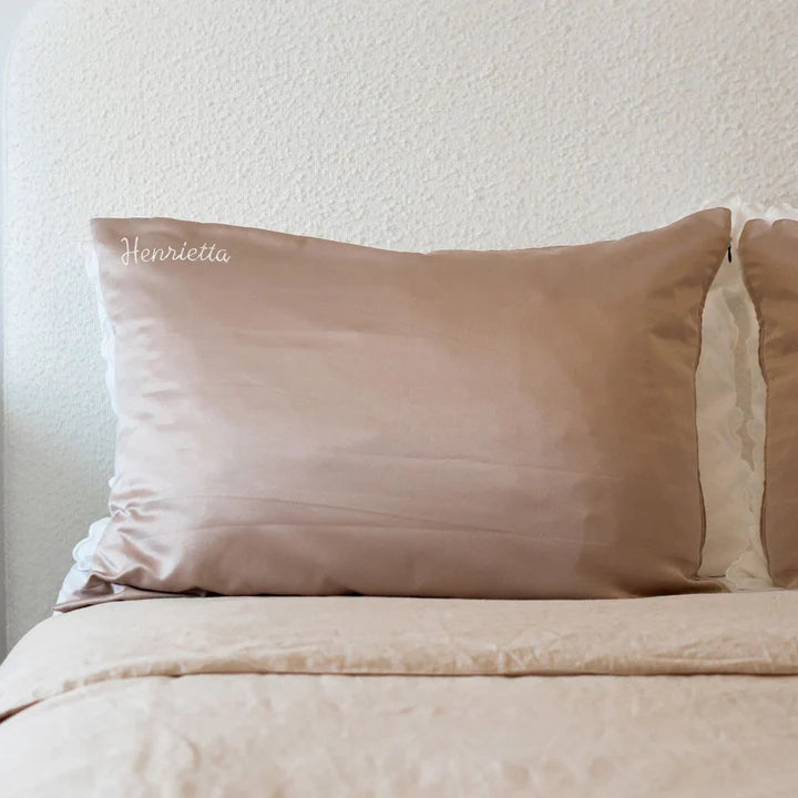 Personalised Embroidered Mink Silky Satin Pillowcase
