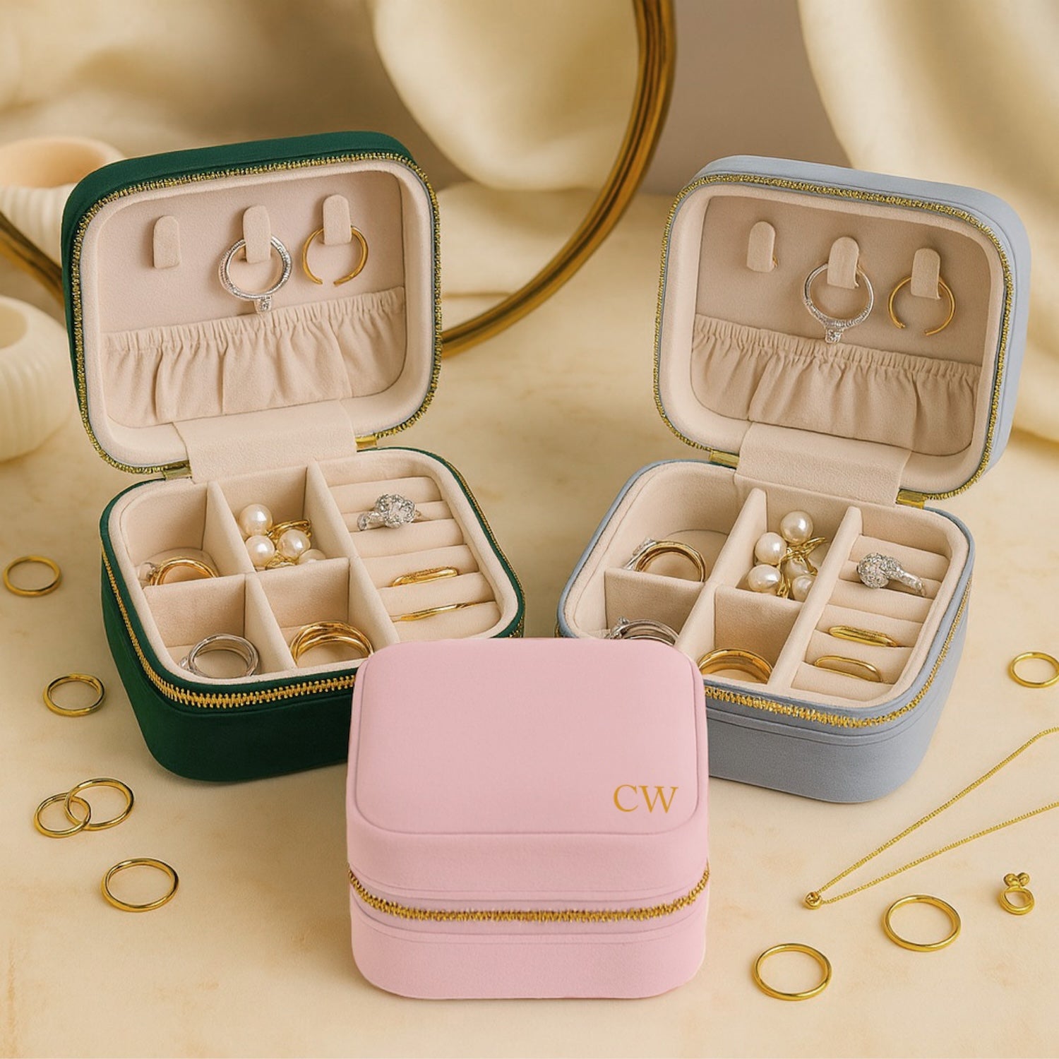 Personalised Velvet Jewellery Organiser