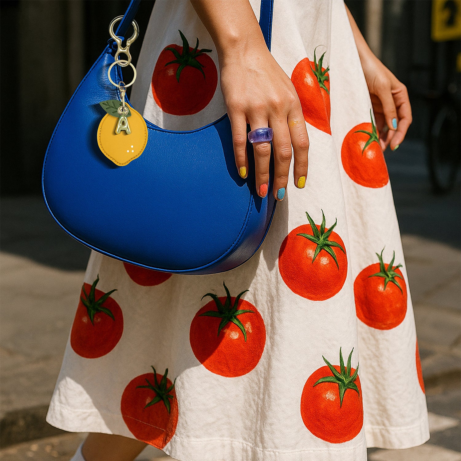 Personalised Lemon Vegan Leather Bag Charm