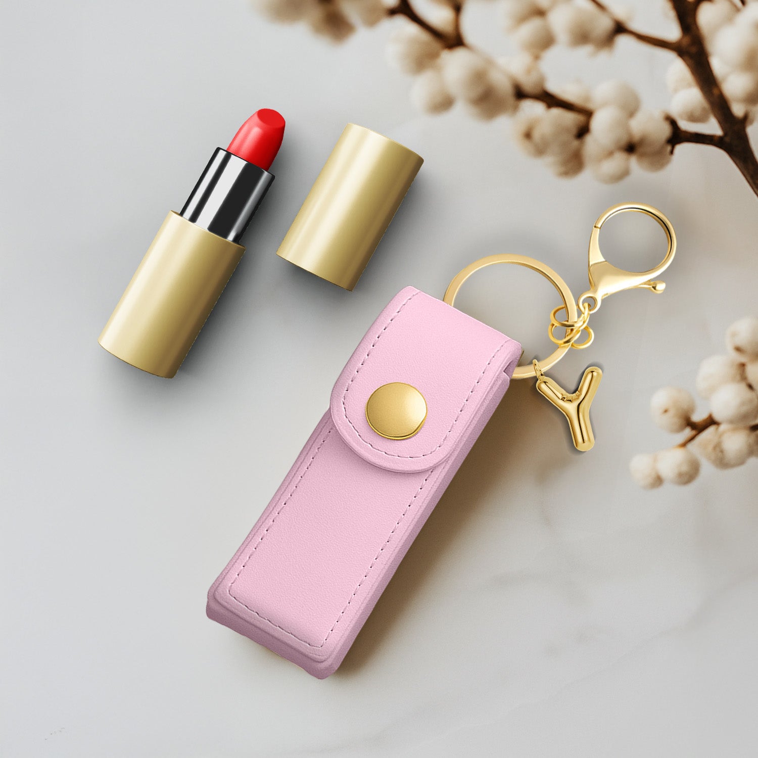 Vegan Leather Lipstick Case with Bubble Initial | Jonny's Sister