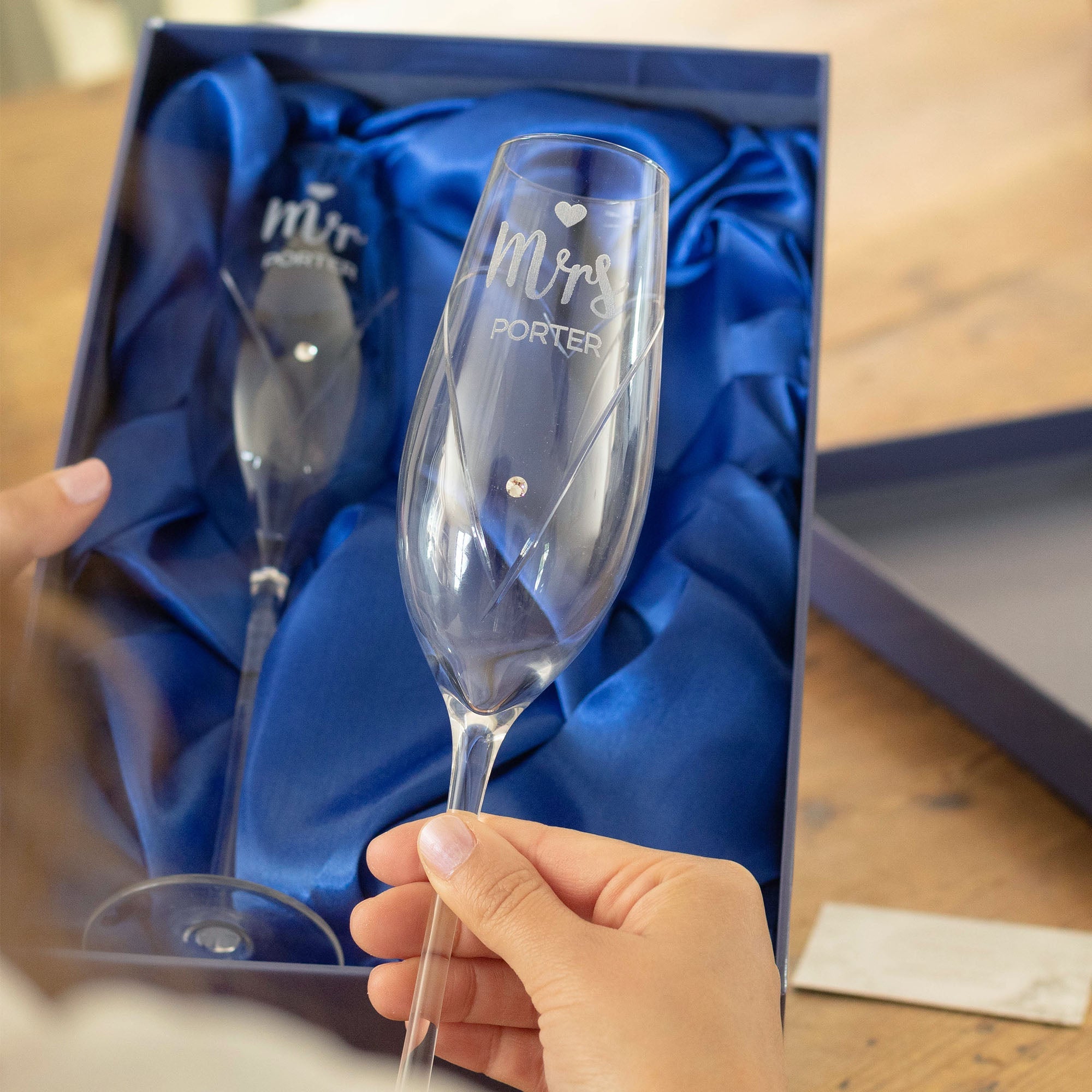 Personalised Mr And Mrs Wedding Champagne Flutes Set