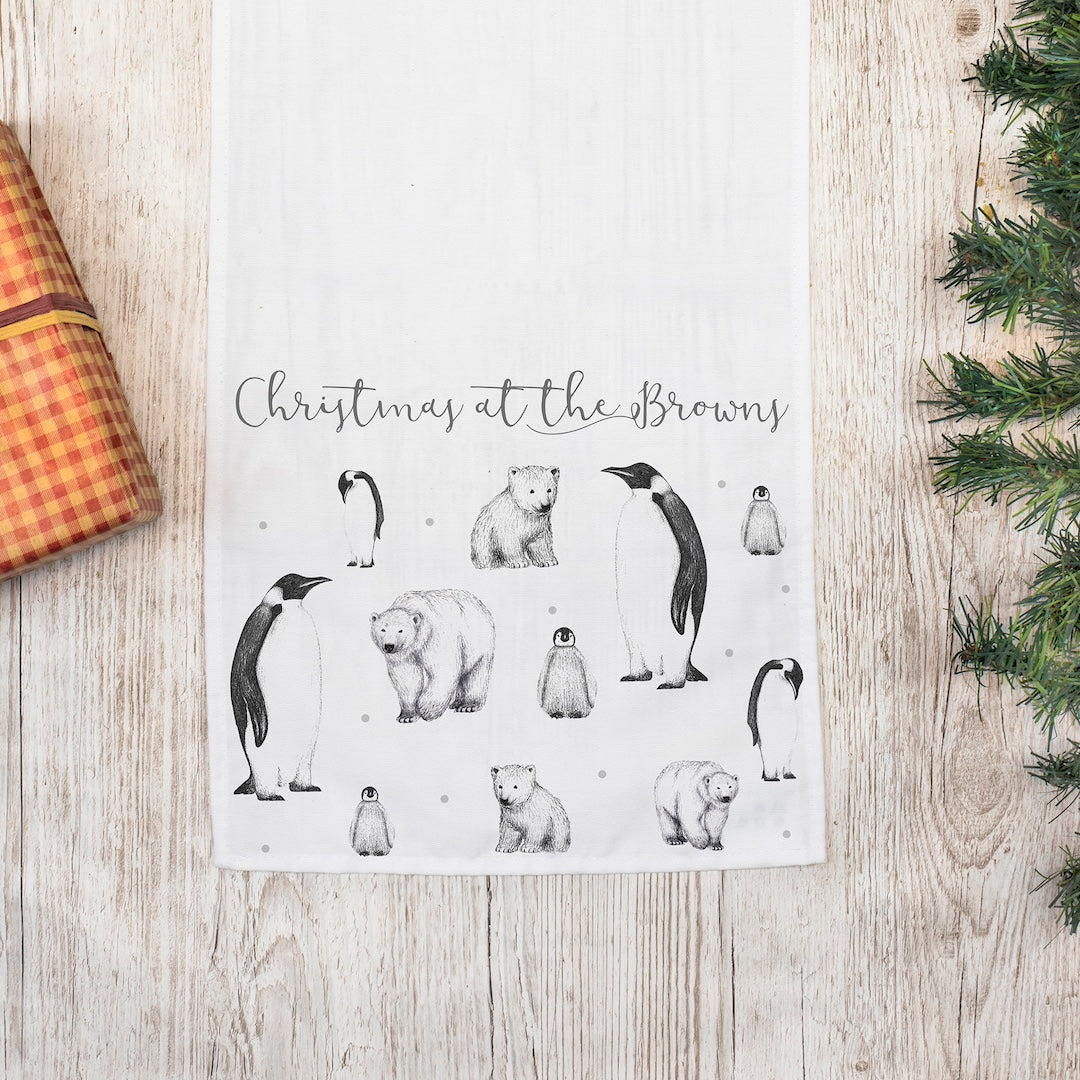 Personalised Arctic Animals Table Runner