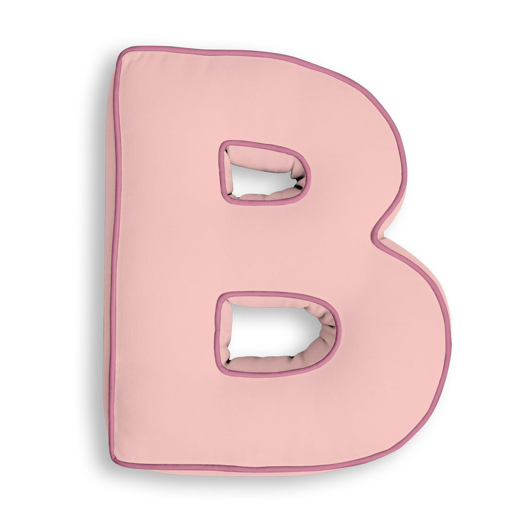 Personalised Letter Cushion 'B' in Soft Pink