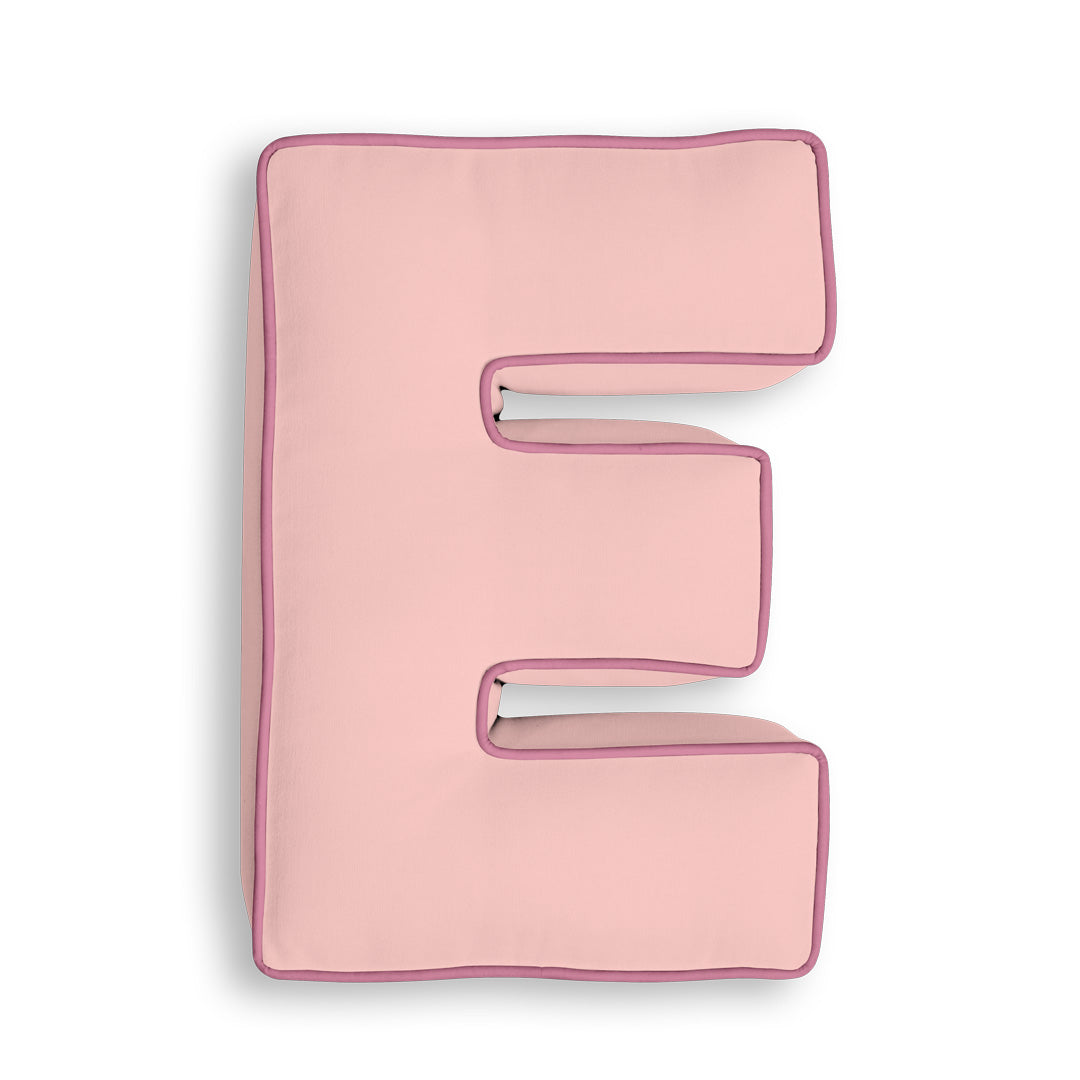 Personalised Letter Cushion 'E' in Soft Pink