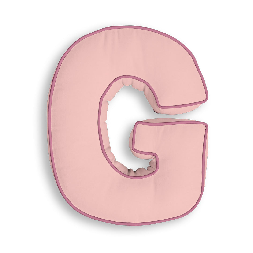 Personalised Letter Cushion 'G' in Soft Pink