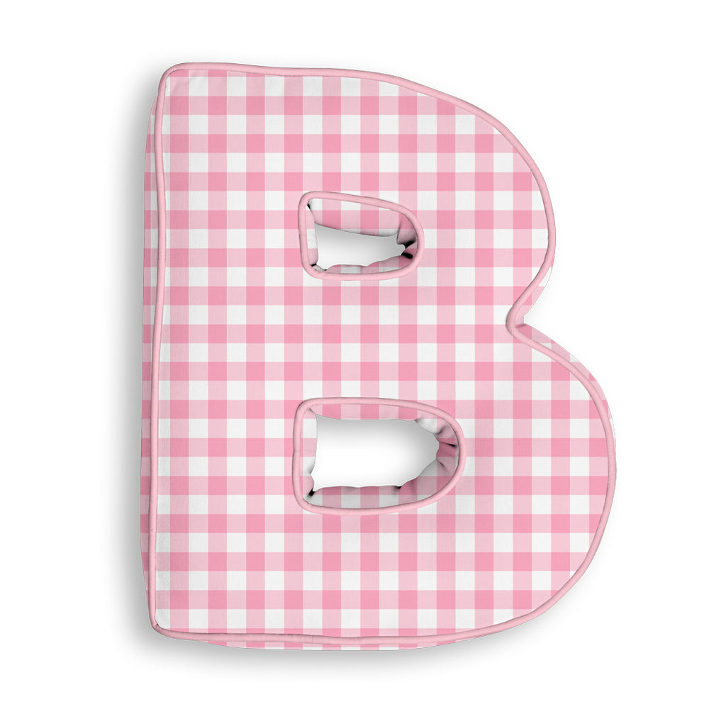 Personalised Letter Cushion B Gingham