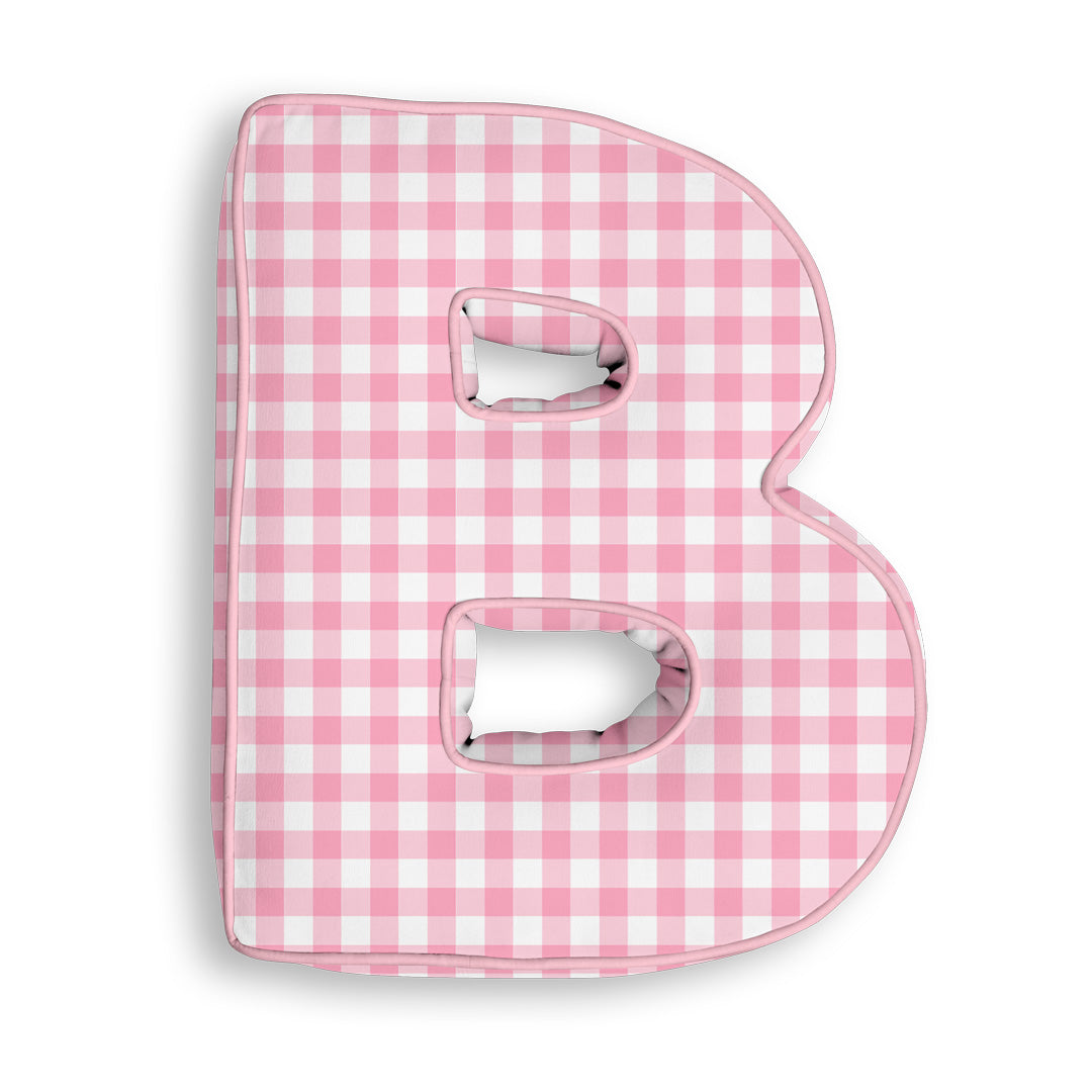 Personalised Letter Cushion 'B' in Pink Gingham
