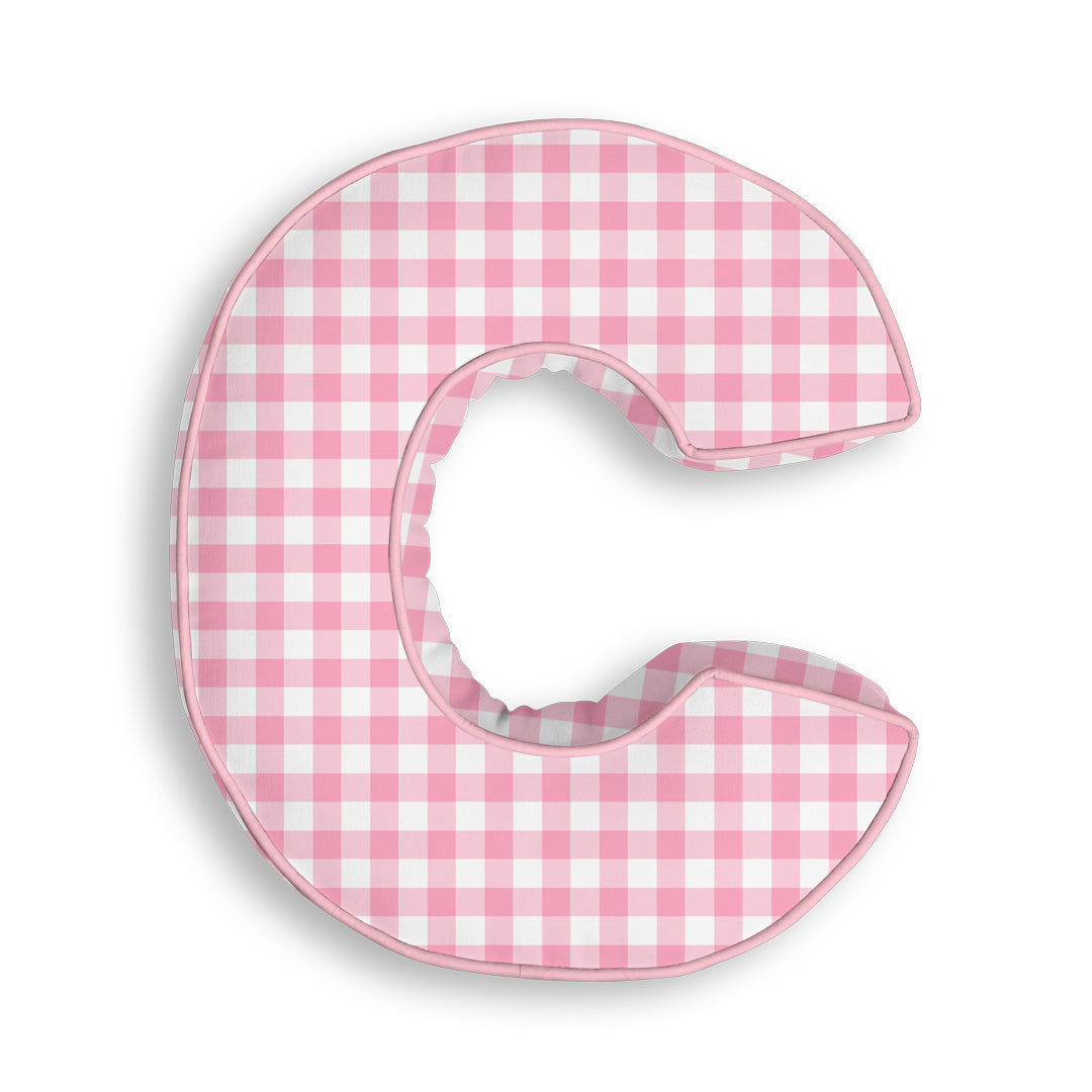 Personalised Letter Cushion 'C' in Pink Gingham