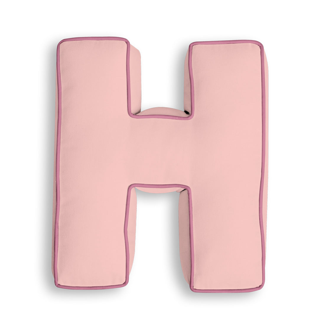 Personalised Letter Cushion 'H' in Soft Pink