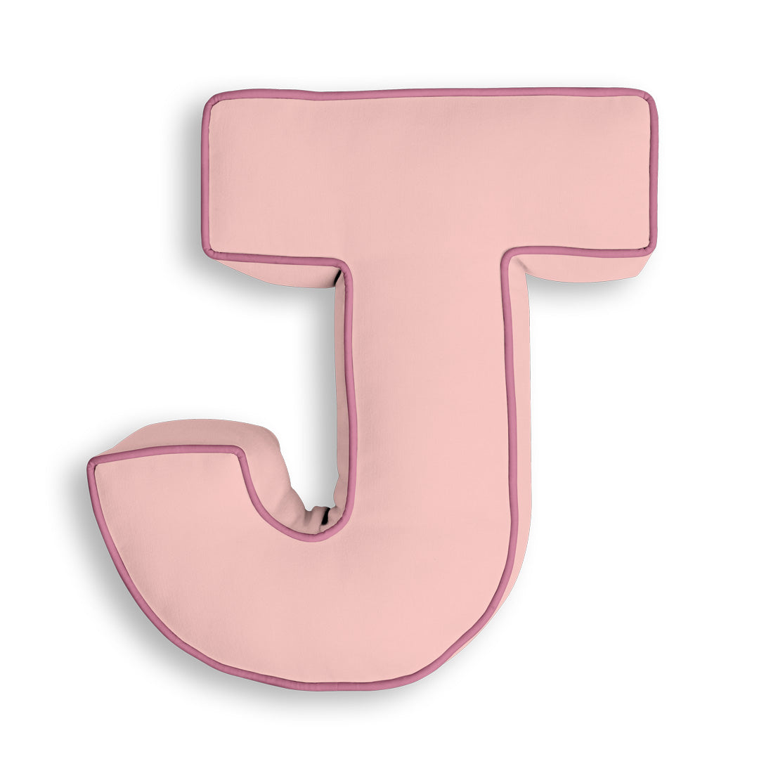 Personalised Letter Cushion 'J' in Soft Pink