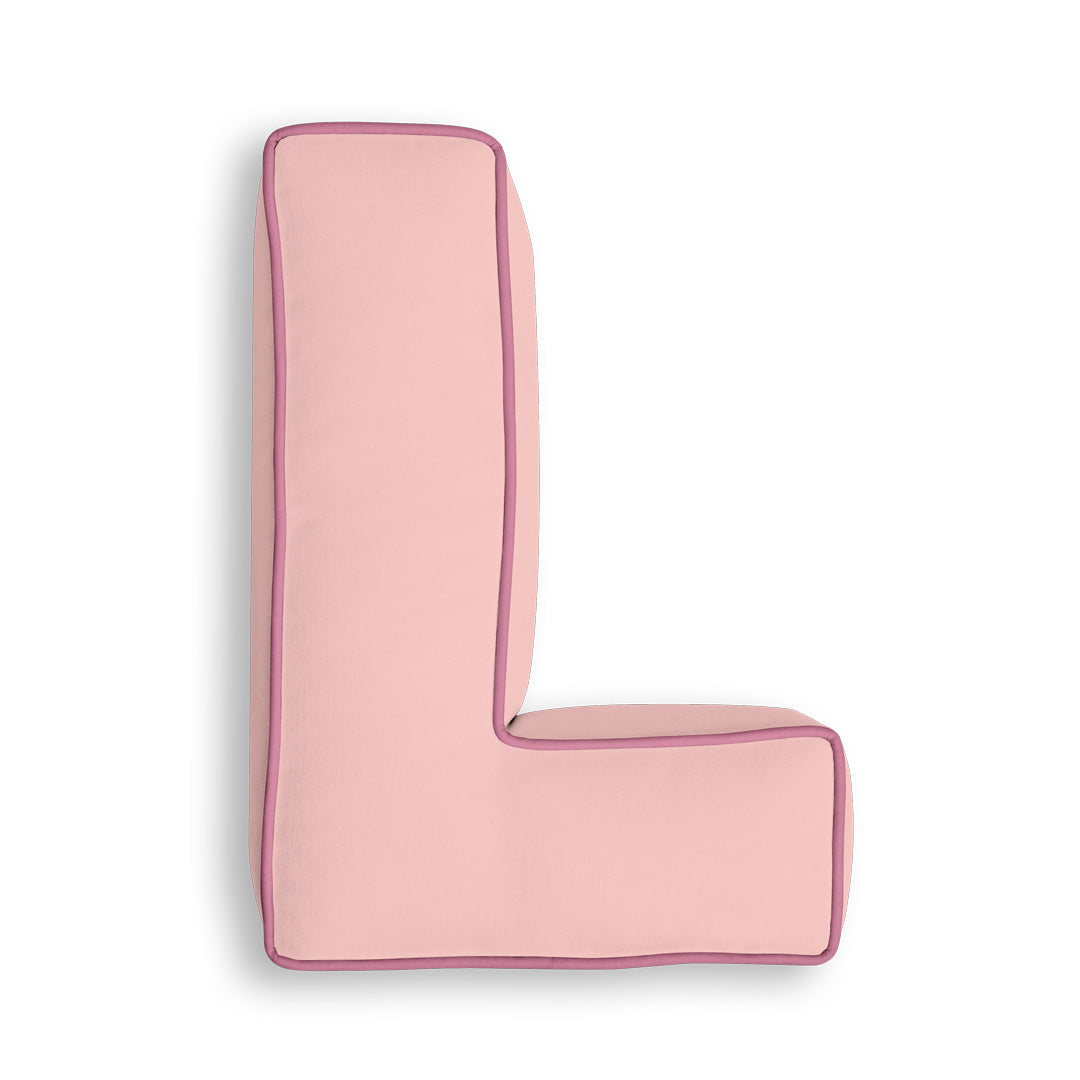 Personalised Letter Cushion 'L' in Soft Pink