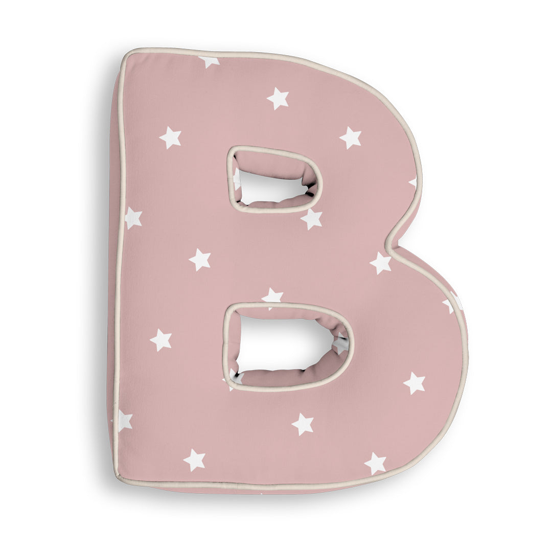 Personalised Letter Cushion 'B' in Pink Stars