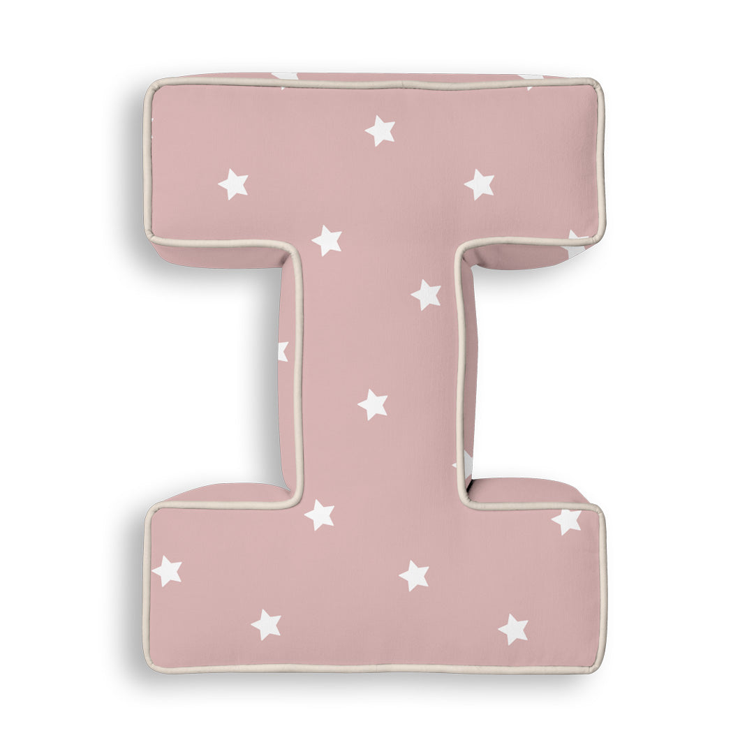 Personalised Letter Cushion 'I' in Pink Stars