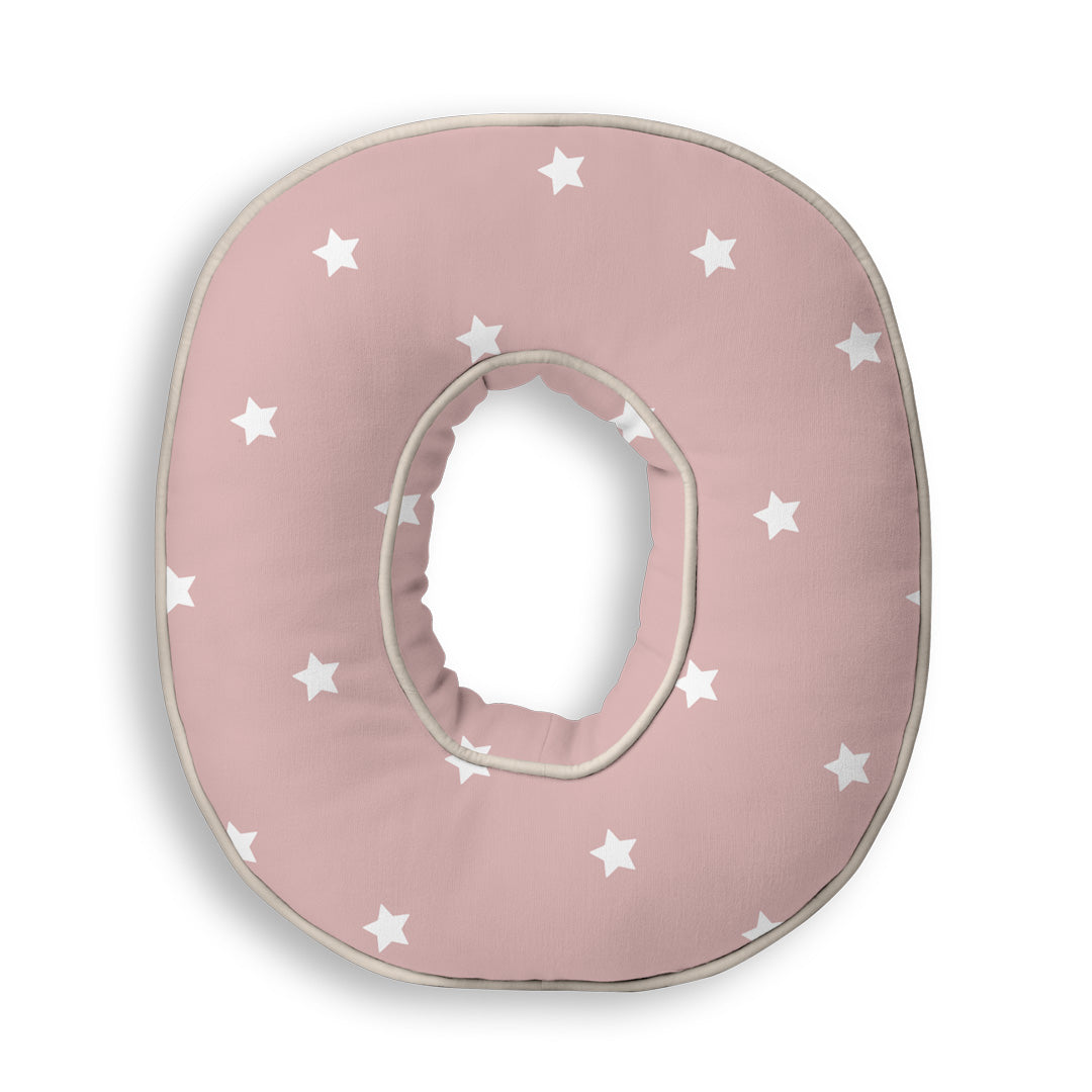Personalised Letter Cushion 'O' in Pink Stars