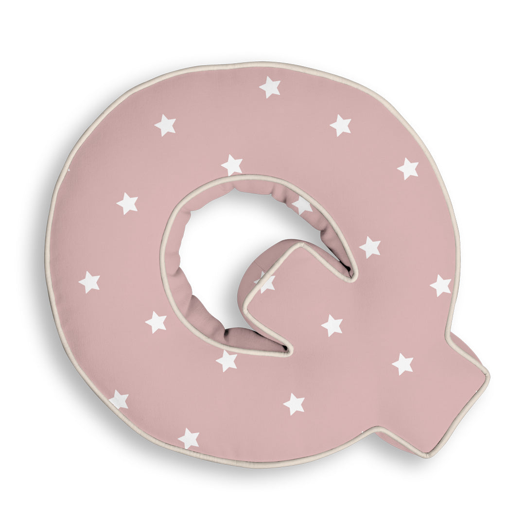 Personalised Letter Cushion 'Q' in Pink Stars
