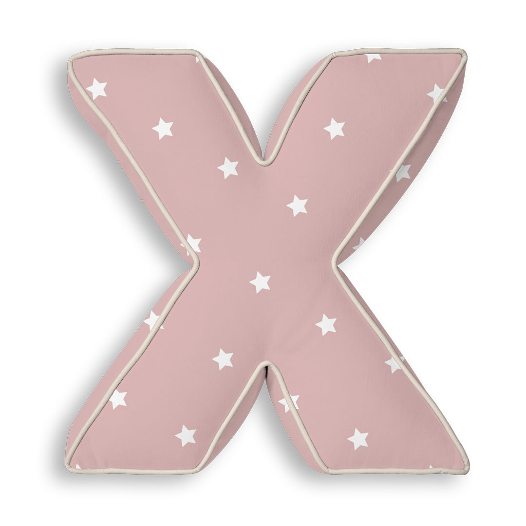 Personalised Letter Cushion 'X' in Pink Stars