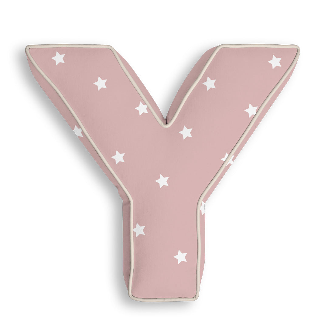 Personalised Letter Cushion 'Y' in Pink Stars