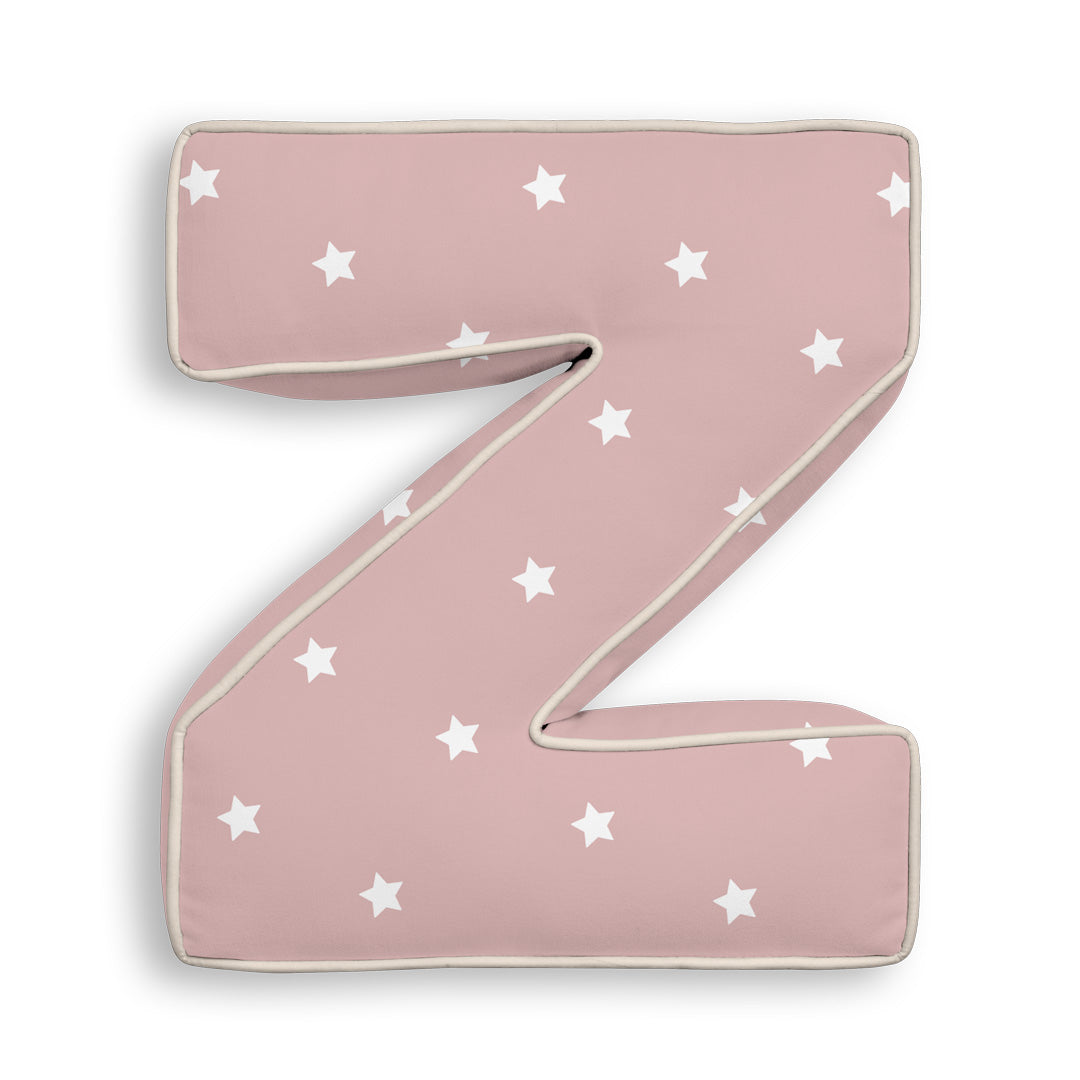 Personalised Letter Cushion 'Z' in Pink Stars