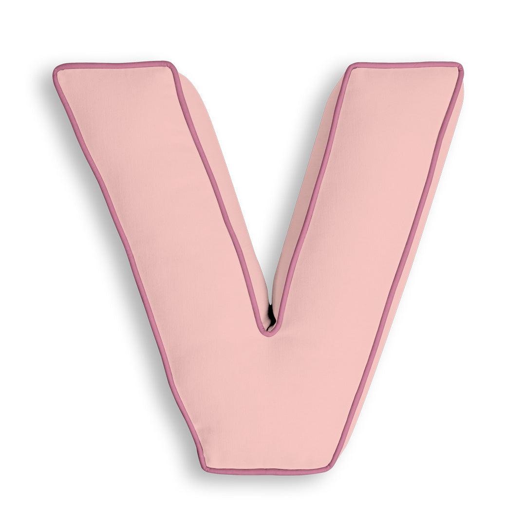 Personalised Letter Cushion 'V' in Soft Pink